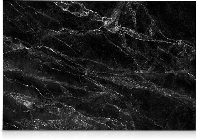 Navaris Magnetic Dry Erase Board - 16 x 24 inches Decorative White Board for Wall with Design, Includes 5 Magnets and Marker - Black Marble