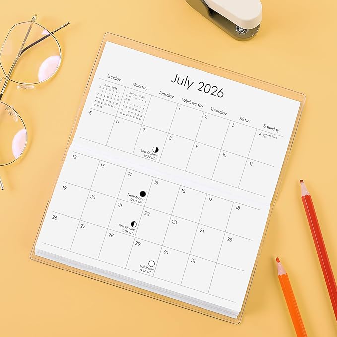 Pocket Calendar 2026-2027, Small Pocket Planner 2026 for Purse, Monthly Planner with Pvc Cover, Small Size (3.5" x 6"), From January 2026 - December 2027 - Moon Phase
