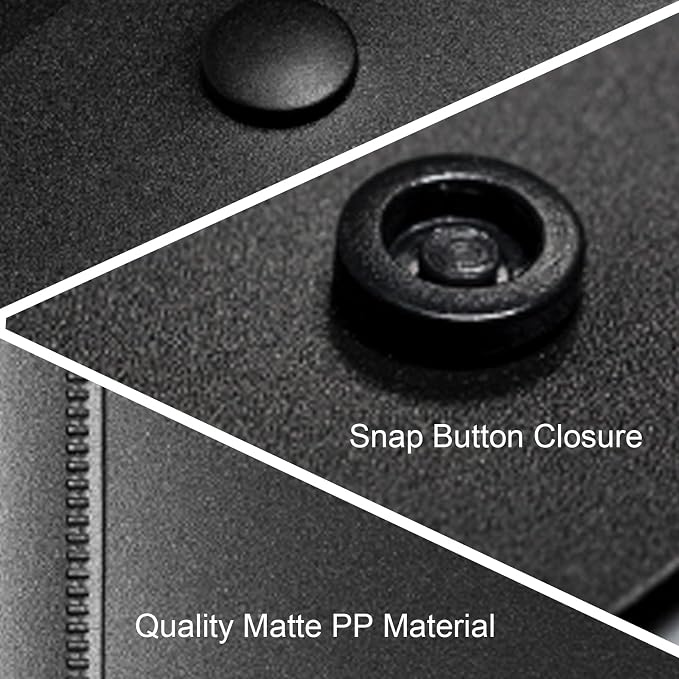 VANRA Vertical File Folders Poly Filing Envelope Plastic Project Folder with Snap Button Closure for A4 Letter Size Paper (Pack of 5, Black)