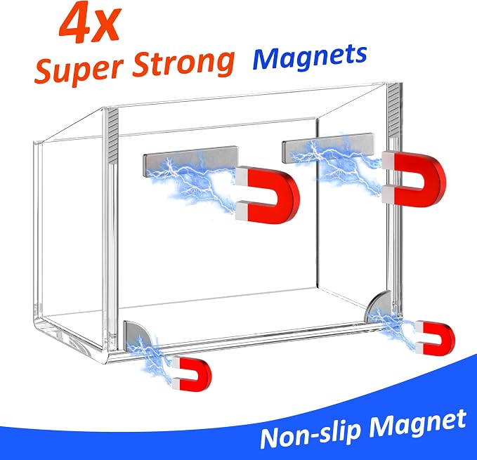 FUCDTEFC Magnetic Dry Erase Marker Holder for Whiteboard, Magnet Pen Holder for Desk Fridge Refrigerator, Non-slip Acrylic Strong Locker Organizer Storage Accessories,Clear Pencil Cup Marker Organizer