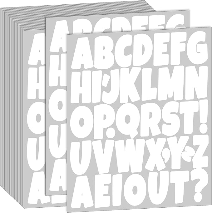 Bemeol 1368 Pieces Bulletin Board Letters 2 Inch Alphabet Letter Stickers Self Adhesive Sticker Letters for Bulletin Poster Board Classroom Mailbox Door Home Decor(White)