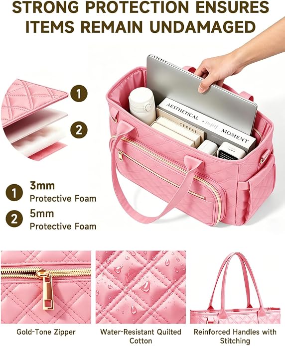 Bible Bag with Bible Cover Case for Women, Large Quilted Bible Tote Bag with Shoulder Strap
