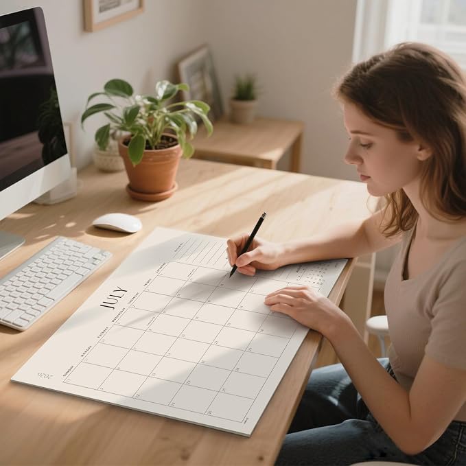 Jotsome Large Desk Calendar 2026-2027, Desk Pad Calendar From July 2026 to December 2027 22x17 inch, Desk Blotter Calendar for Home and Office, Easy Planning (Beige, 17" x 22")