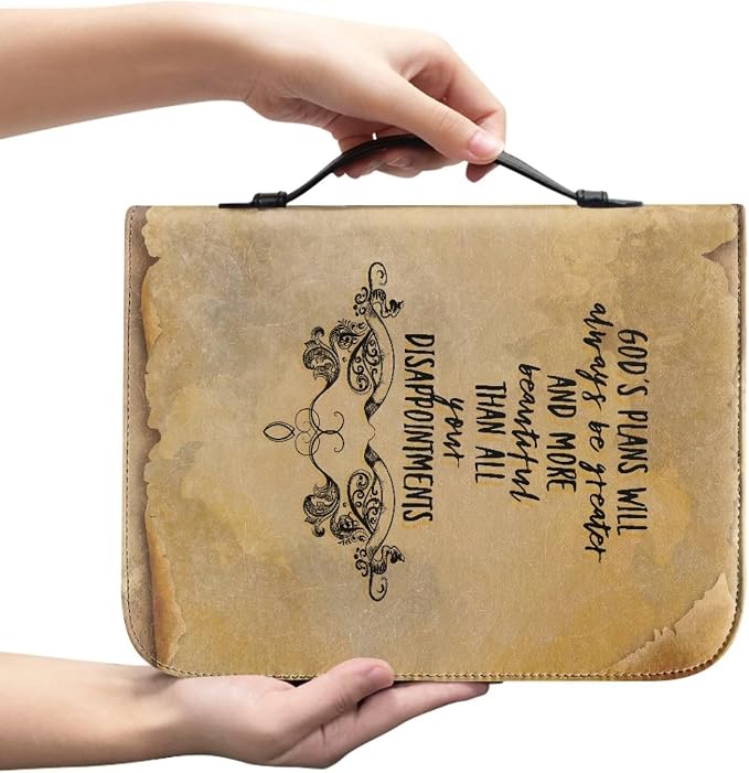 Gods Letter Bible Covers for Women Waterproof Bible Holder Case for Man Portable Bible Protector PU Leather Bible Organizer Bag Large Size