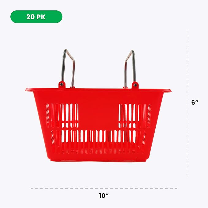 Boley Classroom Baskets - 20 Pack 10x6in Colorful Plastic Stackable Storage Bins with Handles - Ideal for School, Daycare, Home Organization, Art Supplies, Books, Toys, and More