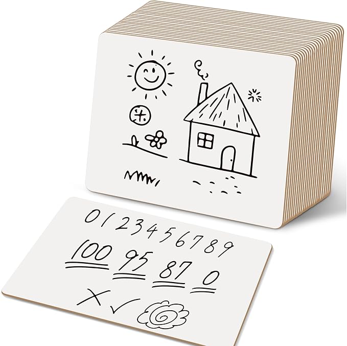 Dry Erase Boards, 24 Pack 9 x 12 Inch Mini Portable Practice White Boards, Double Sided Personal Small Whiteboards for Kids, Students, Teachers, Classroom School Supplies