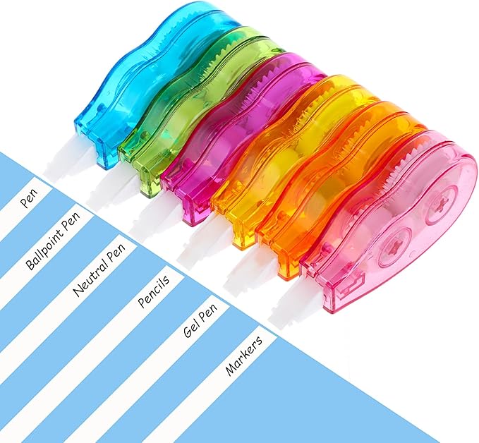 6 Pieces Correction Tape - White Out Correction Tape with No Drying Time, Easy To Use Applicator for Instant Corrections, Writing Tape for School Supplies, Office, 1/5 x 158 inch
