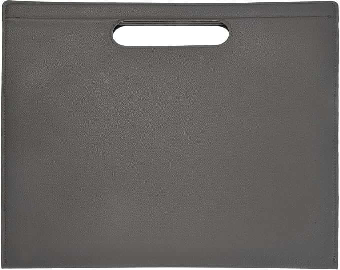 PATIKIL Leather Folder, 13.3x12.6 Magnetic Leather Document Holder File Folder PU Pouch Bag Portfolio File Organizer Handbag Personal Envelope Waterproof for Traveling Men Gift, Gray