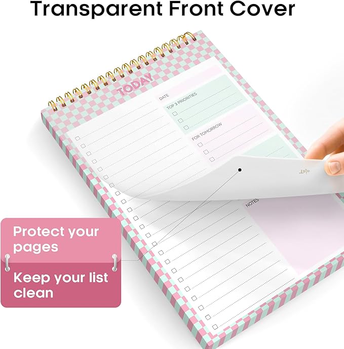 Taja To Do List Notepad - To Do List Notebook for Work with 52 Sheets, 9.8" x 6.5", Undated Daily Planner Perfect for Daily Tasks and Goal Setting, Notepad Suitable for Office, Home & School - Bubble Checkered
