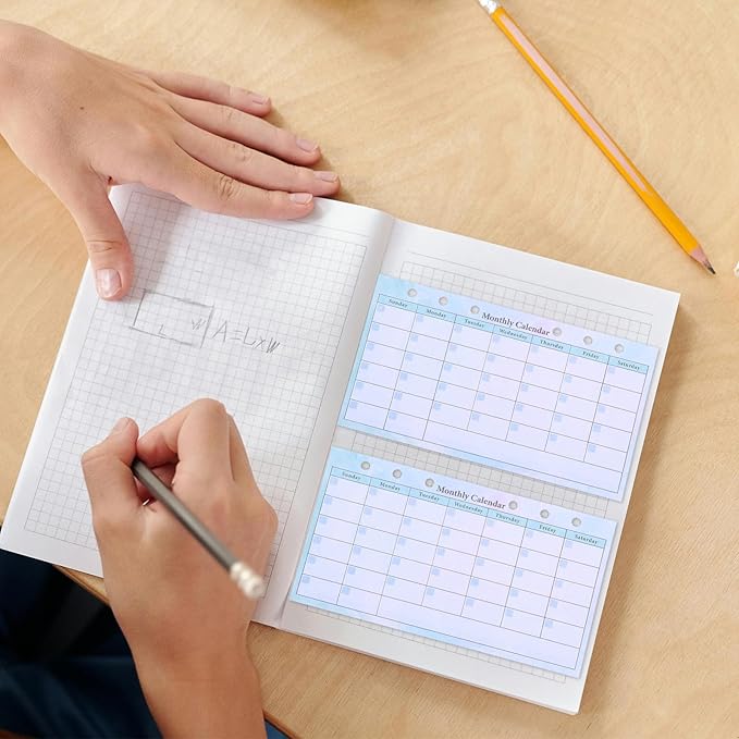 Veemoon Monthly Planner Refill for 6-ring Binder A6 Size with 14 Undated Gradient Color Sheets, Monthly and Weekly Calendar Inserts for Budget, Meal Planning, and Home Organization