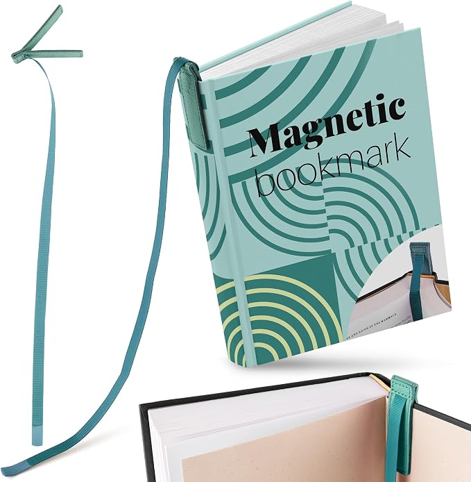 Superior Essentials Magnetic Bookmark-Genuine Leather, Single Long Ribbon Bible Bookmark for Book Lovers-Amplify Your Love for Books with Our Elegant Ribbon Page Marker (Aqua Blue, 3PC)