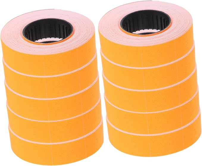 Tofficu 10rolls Orange Price Label Paper for Double Line Price Labellers Labels Per Roll for Retail Tags and Efficient Package Marking