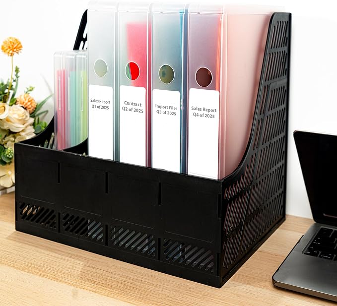 4 Packs A4 Paper Storage Boxes, 8.5 x 11 Plastic Portable Project Case for US Letter Size, Multi-Purpose Thick Scrapbook Storage Box for Office