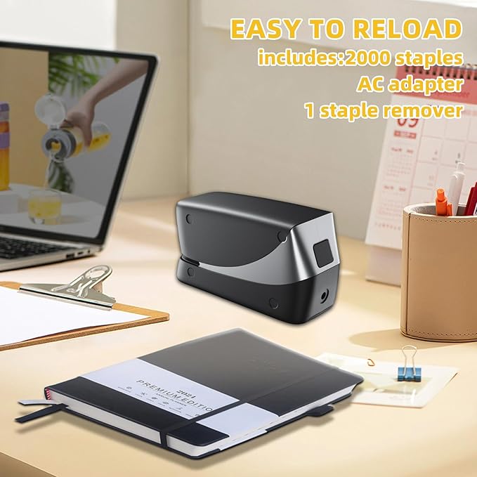 Electric Stapler, 25 Sheet, Include 2000 Staples and 1 Remover, Jam Free, Professional and Home Office Stapler，Battery not Included，AC or Battery Powered.