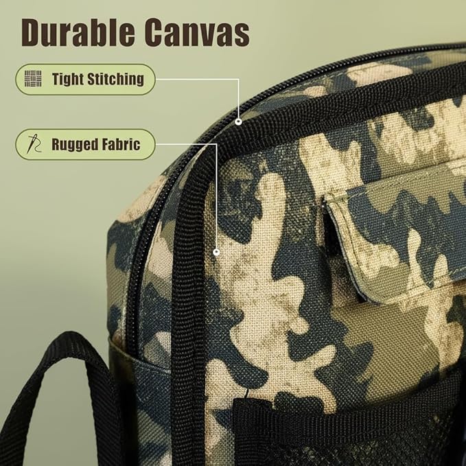Bible Cover Case for Men Women Green Camo Medium Bible Book Cover with Durable Handle Quilted Bible Carrying Bag Prayer Church Scout Book Case with Compass Carabiner Camouflage