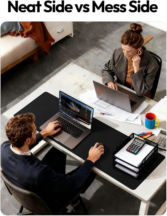 YSAGi Leather Desk Protector, Office Mat, Large Mouse Mat, Non-Slip PU Leather Blotter, Laptop Desk Mat, Waterproof Writing Pad for Office and Home(Black, 63" x 24")