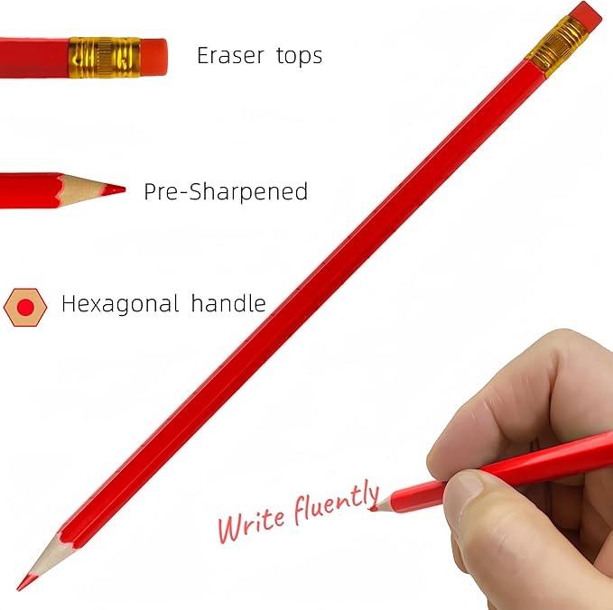 12 Pcs Pre-Sharpened Checking Correcting Pencils, Erasable Checking Pencils for Marking, Coloring, Tests, Grading, Office, (Multicolor)
