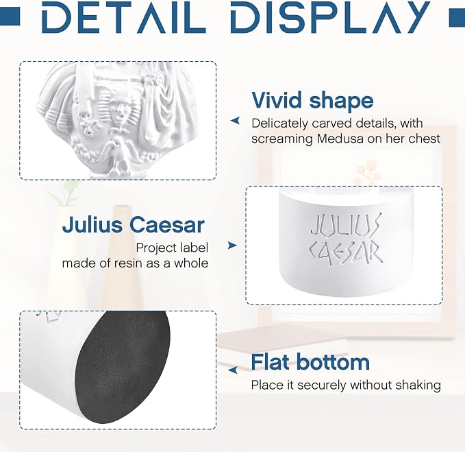 Jecery Ides of March Pencil Holder Julius Caesar Ides of March Pen and Pencil Holder Resin Julius Caesar Funny Bust Statue Pen for Desk Teacher Office Organizers Gift Decor