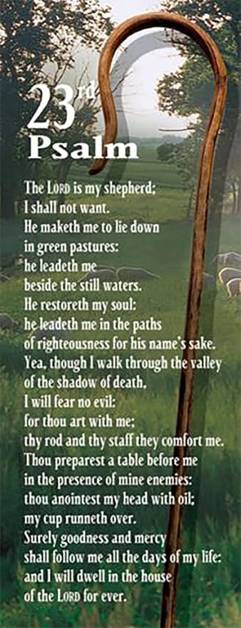 Christian Bookmarks - Shepherd's Staff - 23rd Psalm - Inspirational Religious Bookmarks for Teens, Men or Women - Standard Design - 6.5" x 2" - Bible Bookmarks with Scriptures - Package of 25