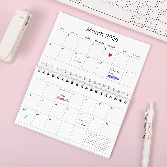 Pocket Calendar 2025-2027, Small Pocket Planner 2026 for Purse - 3.5’’×6.5’’ - From July 2025 - December 2027, Daily Monthly Agenda with Coil for Planning - Pink Flower