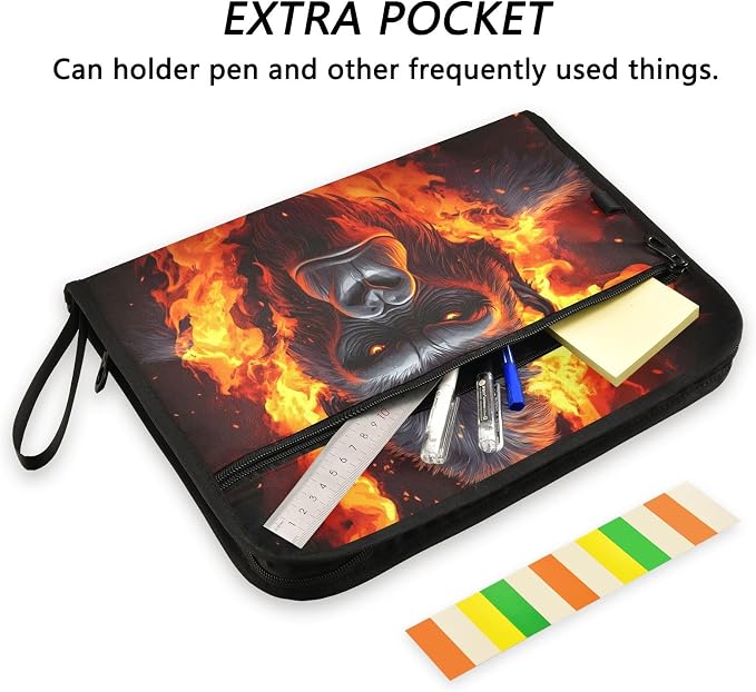 Expanding File Folder Fierce Gorilla King Kong Accordion File Organizer 13 Pockets Document Organizer with Zipper Labels A4 Letter Office Storage