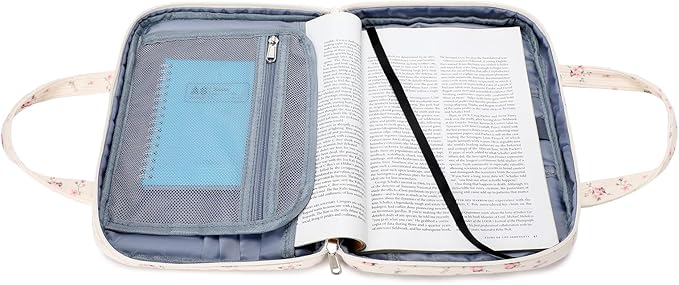 Octsky Bible Cover Case for Women Corduroy Bible Study Supplies Accessories Christian Gifts for Women, Floral Pink
