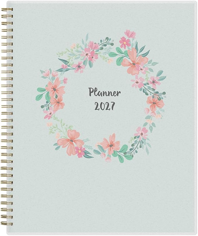 Blue Sky 2027 Weekly and Monthly Planner Calendar, January 2027 - December 2027, 8.5" x 11", Flexible Cover, Laminated Tabs, Durable Twin Wire Binding, Storage Pocket, Laurel