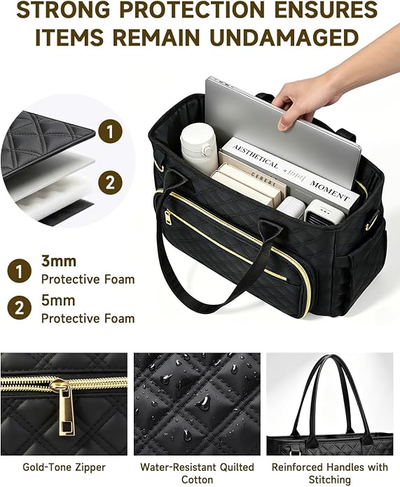 Bible Bag with Bible Cover Case for Women, Large Quilted Bible Tote Bag with Shoulder Strap