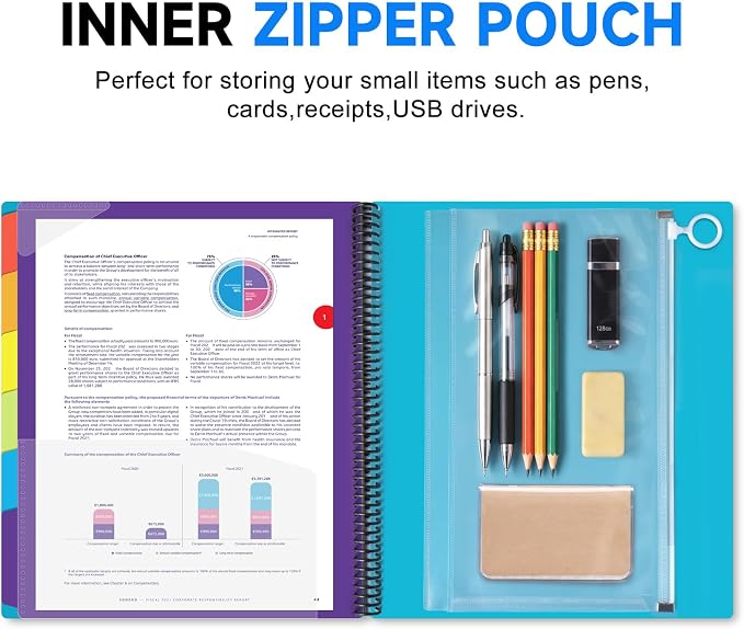 12 Pocket Poly Project Organizer for School & Office, Expandable File Folder with Dividers, Durable Accordion Folder for Documents, Homework, Bills Organization (Blue)