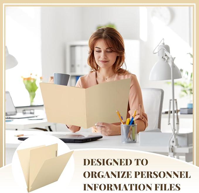 Skyygemm 24 Pack Large Classification Folders, 1 Divider Pressboard File Folder with Fasteners, Expanding File Organizer Bulk for School Teachers, Office Employee, Coworker, Staff(Beige)