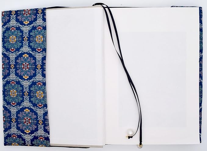 BLBMH A5 Journal Cover | Non-Stretch Fabric Notebook Sleeve with Bookmark, Handmade 5.5x8.3 Washable Privacy Protector for Paperback Bible Hardcover, Gift for Women - Flower Blue