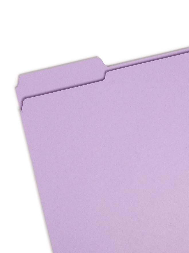 Smead File Folder, Reinforced 1/3-Cut Tab, Letter Size, Lavender, 100 per Box (12434)