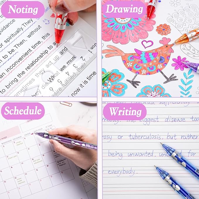 6Pcs Multicolor Erasable Gel Pens, Retractable Colored Fine Point 0.5 mm, Quick-Drying, Comfort Grip Writing Pens for Office