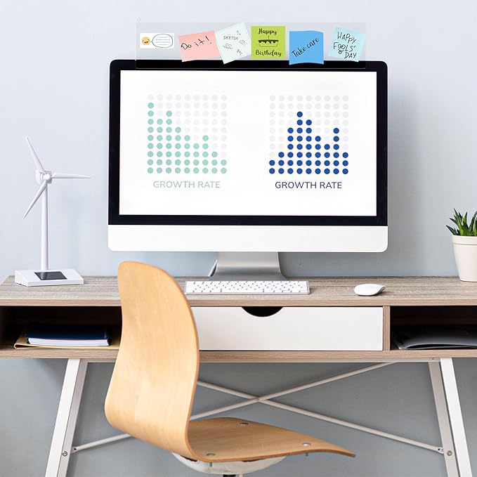 DOLLAR BOSS 15.7" x 3.1" Monitor Memo Board, 1 Pc Clear Acrylic Office Desk Accessories Computer Screen Side Note Holder Transparent Message Board for Sticky Notes Reminders & Memos, Fits PC & Laptop