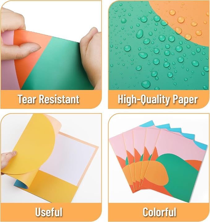 Mr. Pen Cute Multicolor Paper Folders with Pockets, 5 Pack, 2 Pocket, A4 Size, Contemporary Style