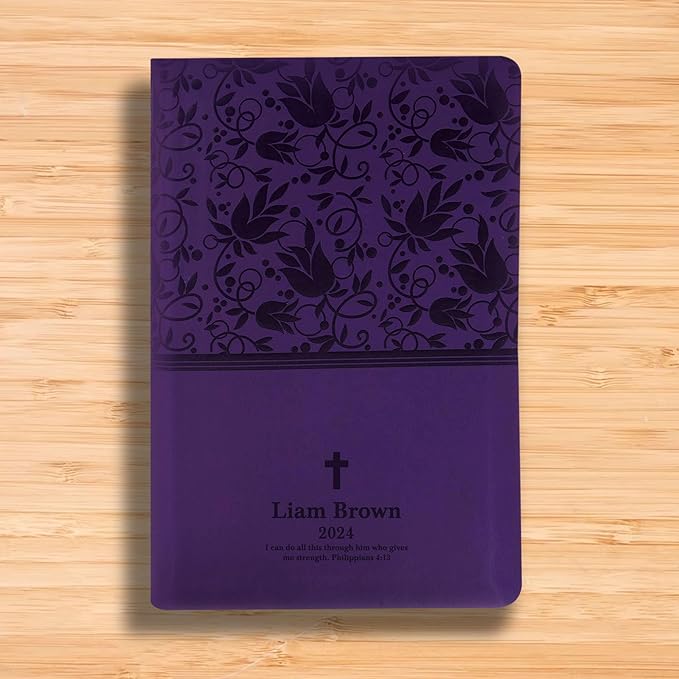 Personalized KJV Reference Holy Bible Purple Faux Leather Large Print Size with Index Tabs | Custom with Name, Date or Text | Gift for Christian & Religious Celebrations