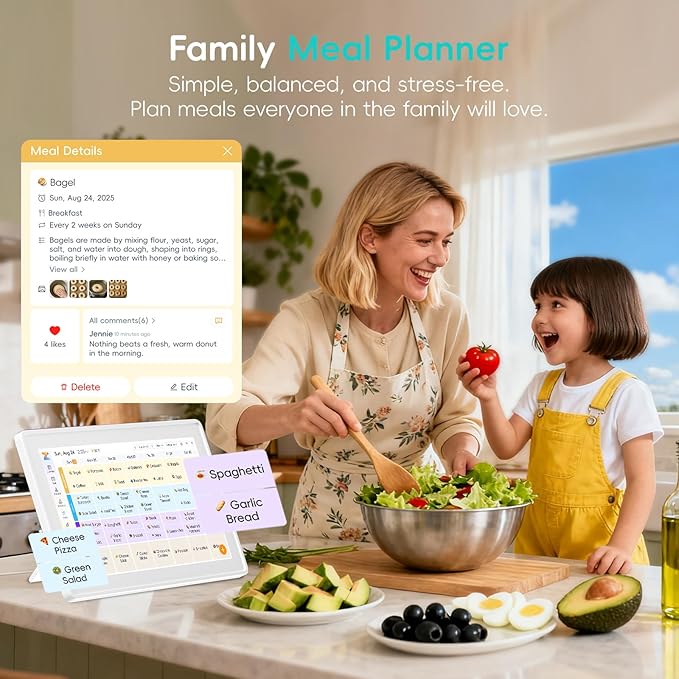 Westsee 15.6" Digital Calendar Frame – Interactive Touchscreen Eletronic Calendars, Smart Family Planner for Schedule, Photo Display, Meals, Chore Chart & Tasks, Wall & Desk Mountable (White)