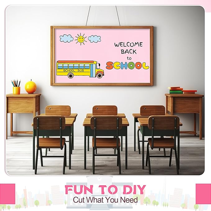 Hahafelt 16 in x 40 Ft Fabric Bulletin Board Roll Classroom Non Woven Fabric Background Decorations Waterproof Wrinkle Resistant Bulletin Board for Back to School Wall Decor(Pink,Pure)
