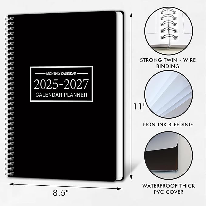 Monthly Planner 2026-2027, 2026 Calendar 18 Months Planner, January 2026 - June 2027, 8.5" x 11", 2026 Academic Calendar Hard PVC Cover with Spiral Bound, Perfect for School & Office for Women & Men
