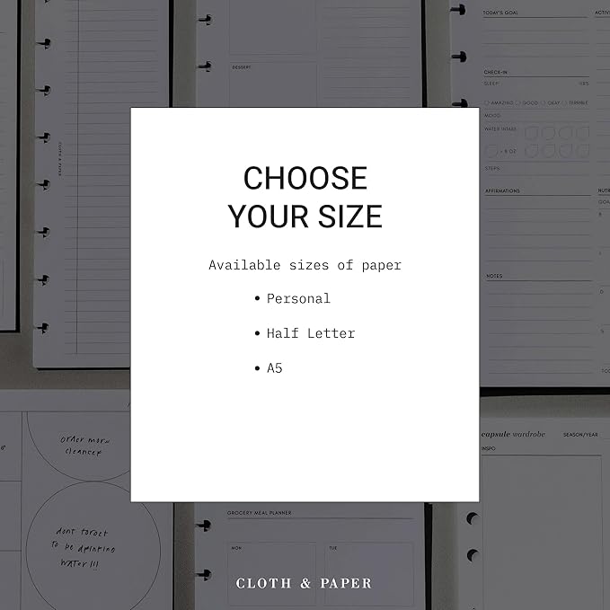 Cloth & Paper Financial Planning Inserts – Personal 6-Ring Planner Refill – 60 Pages (30 Double-Sided) for Budgeting, Savings, Recurring Payments & Expense Tracking – Minimalist Finance Organizer