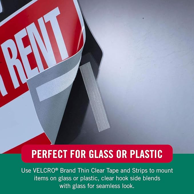VELCRO Brand - Thin Clear Fasteners | Perfect for Home or Office | 18in x 3/4in Tape