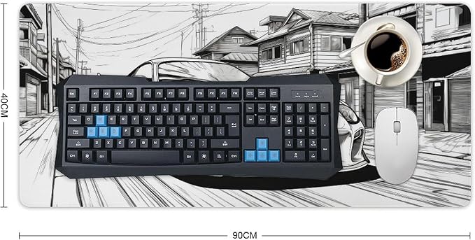 Large Mouse Pad JDM Car Sup Drifting Desk Mat Computer Accessories Gaming Office Organizers Supplies Decor Essentials Keyboard Pads for Desk Rubber 40x90cm