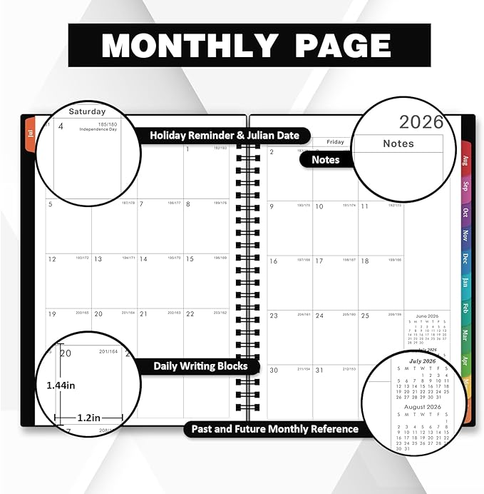 Planner 2026-2027 - July 2026 - June 2027, 2026-2027 Planner Weekly and Monthly, Academic Planner, Calendar Planner with Colorful Tabs, 6.25" × 8.3", Strong Twin-Wire Binding, Back Pocket, Holidays