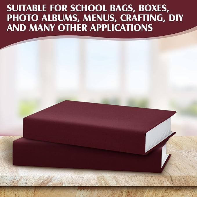 PerKoop Book Cloth for Book Binding 40 x 16 Inch Fabric Surface Paper Backed Bookcover Archival European Durable Strong Bookbinding Supplies Cover Books Album Scrapbooking (Dark Red,Suede Fabric)