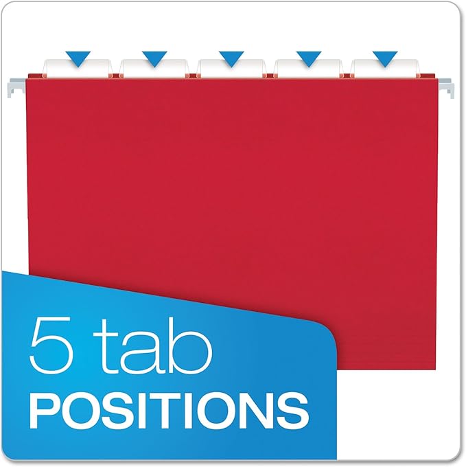 Pendaflex Recycled Hanging Folders, Letter Size, Red, 1/5 Cut, 25/BX (81608)