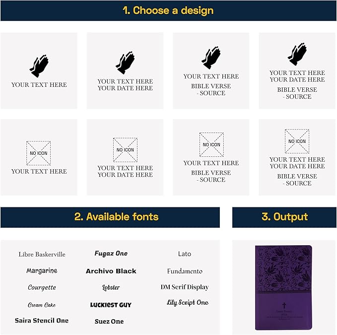 Personalized KJV Reference Holy Bible Purple Faux Leather Large Print Size with Index Tabs | Custom with Name, Date or Text | Gift for Christian & Religious Celebrations