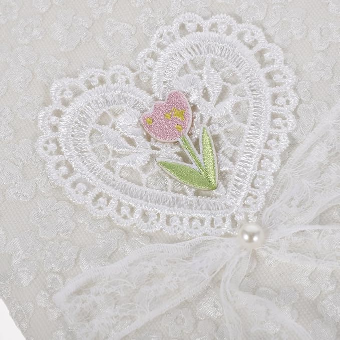 Tofficu Lace Book Cover Washable Fabric Book Sleeve Protective Cover for Notebook Bible Journal Handmade Delicate Protector Decorative Accessory