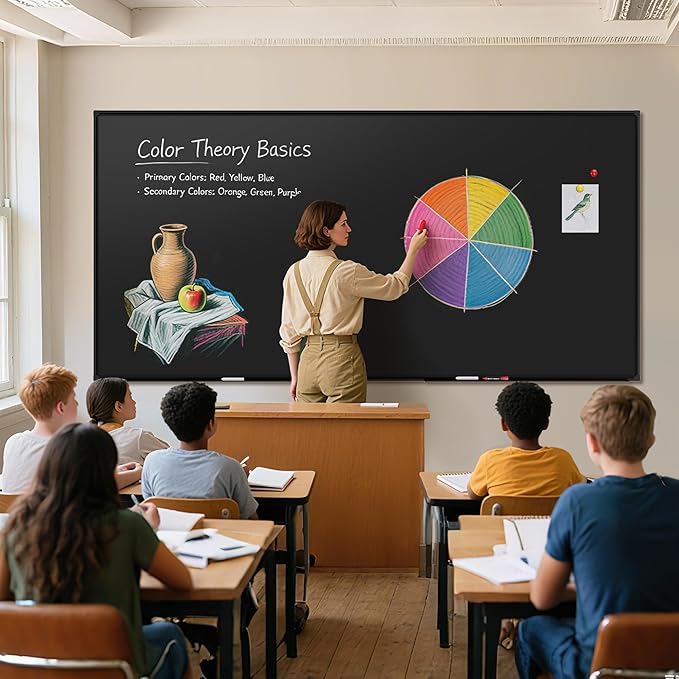 SELEAD Huge Magnetic Chalkboard 96 x 48 Inches - Black Aluminum Frame Chalk Board Wall Decor Long Plaque for Business, Menu, School, Office - 8 x 4ft Bulletin Display Board Pizarra