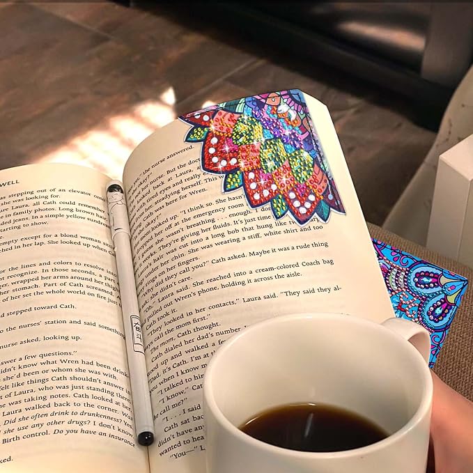 Diamond Art Bookmarks, 4 PCS Cute Diamond Art Bookmarks for Book Lovers, DIY Corner Bookmark Diamond Art Kits for Kids