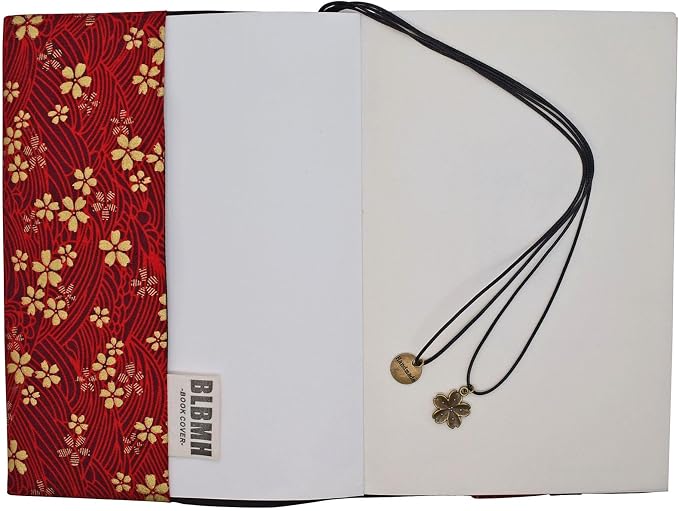 BLBMH A5 Book Cover for Paperbacks | Non-Stretch Fabric Notebook Cover Protector Fit for 5.5x8.3 Journal Bible Hardcover Softcover Novels Small Gift for Women - Red Sakura